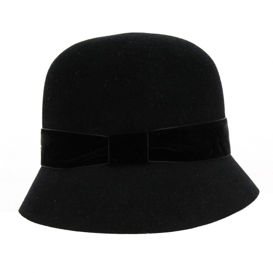 Wool Felt & Velvet Cloche Hat - Kopka