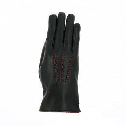 Gants cuir femme doublé soie Noir & Bordeaux - Gloves