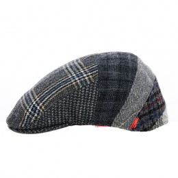 Stephane Patchwork Wool Blue Flat Cap - Marone