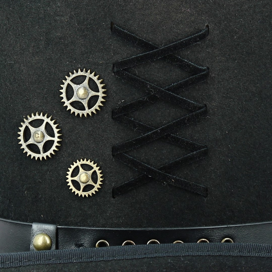 Black Velvet Chevron Top Hat - Alfonso d'este