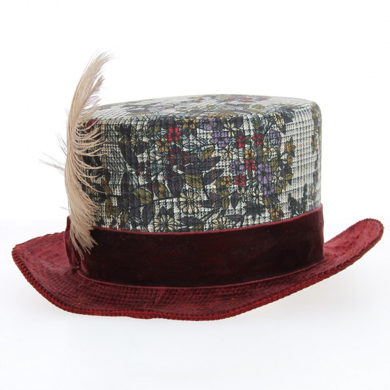 Black Velvet Chevron Top Hat - Alfonso d'este