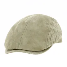 Casquette Plate Lino Cuir Beige - Fléchet Reference : 19160 | Chapellerie Traclet