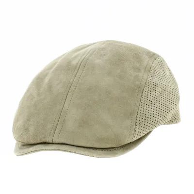 Casquette Plate Lino Cuir Beige - Fléchet Reference : 19160 | Chapellerie Traclet