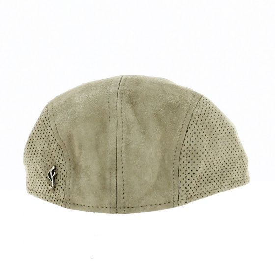 Casquette Plate Lino Cuir Beige - Fléchet