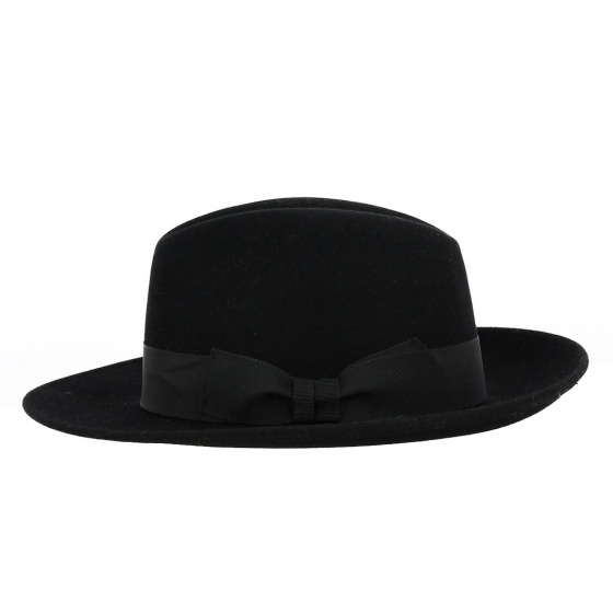 Chapeau Fedora Lincoln Feutre Poil Noir - Traclet