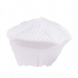 White Basque Beret with Veil - Traclet