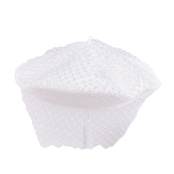 White Basque Beret with Veil - Traclet