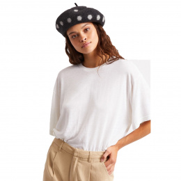 Audrey Black Wool Polka Dot Beret - Brixton