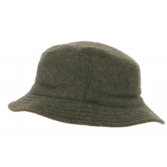 Reversible Bucket Hat Clipper Grey Plaid Wool - Traclet