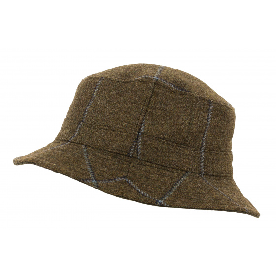 Reversible Bucket Hat Clipper Grey Plaid Wool - Traclet