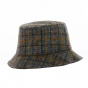 Reversible Bucket Hat Clipper Grey Plaid Wool - Traclet