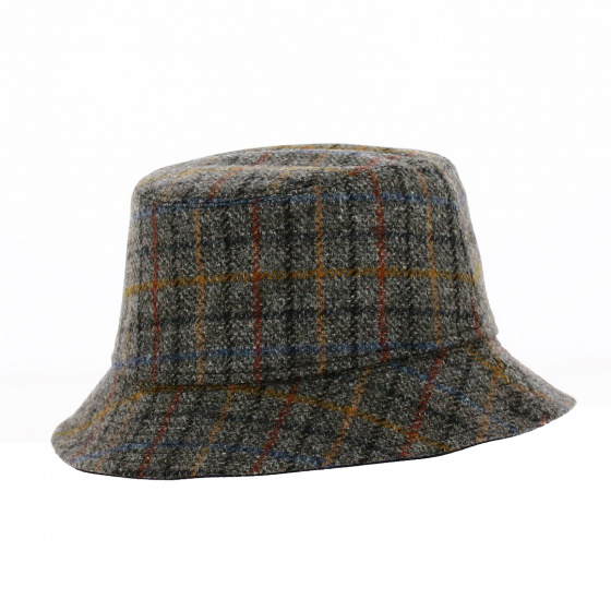 Reversible Bob Hat Clipper Wool Grey Check - Traclet