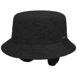 Wool & Cashmere Bucket Hat with Ear Flaps Anthracite - Stetson