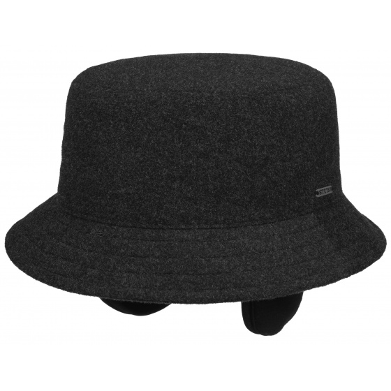 Wool & Cashmere Bucket Hat with Ear Flaps Anthracite - Stetson