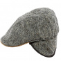 Grey Wool Flat Cap with Ear Flaps - Traclet