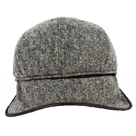 Grey Wool Flat Cap with Ear Flaps - Traclet
