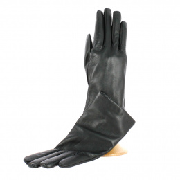 EEM gants cuir femme, cuir italien souple, doublure polaire douce, trois  pinces, noir S : : Mode