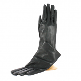 Women's Black Leather Gloves with Cashmere Lining - Traclet