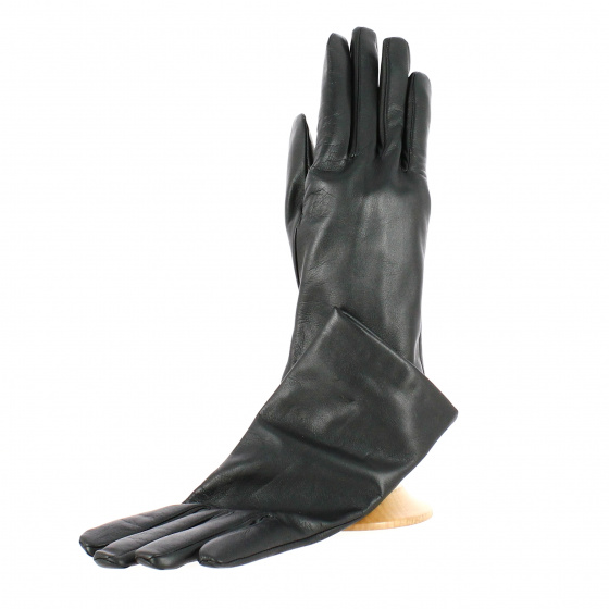 Women's Black Leather Gloves with Cashmere Lining - Traclet
