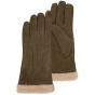Women's Leather & Fur Gloves Olive - Isotoner