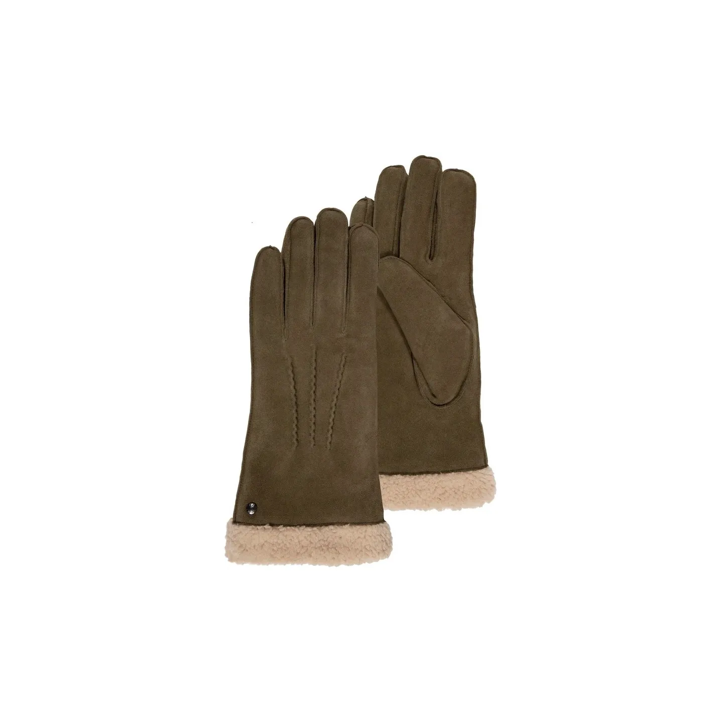 Gants Femme Cuir & fourrure Olive - Isotoner Reference : 18939 | Chapellerie Traclet