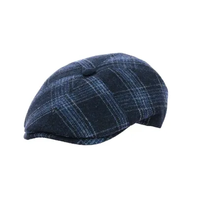 6-Panel Tailor Cap Wool Grey & Blue - Traclet Reference: 618 | Traclet Hatmakers