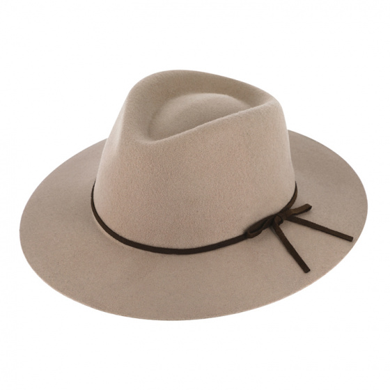 Plain Beige Wool Felt Traveler Hat