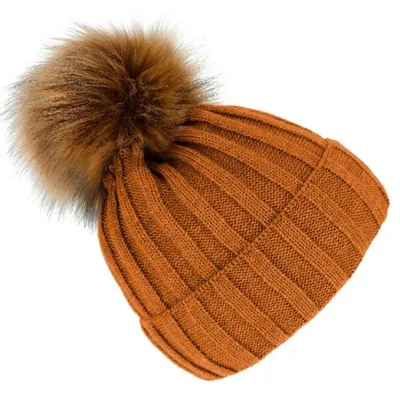 Bonnet à Pompon Perla Cognac -Traclet