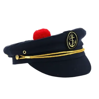 Navy Captain's Marine Cap with red pompom Reference: 19243| Traclet Hat Shop