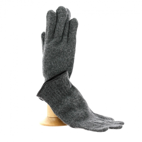 Men's wool gloves with leather trim