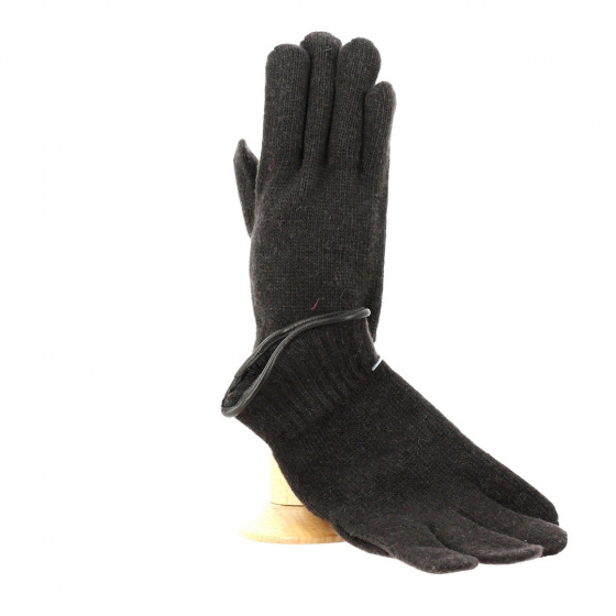 Men's wool gloves with leather trim