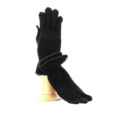 Gant laine dame fantaisie bordé d'un cuir