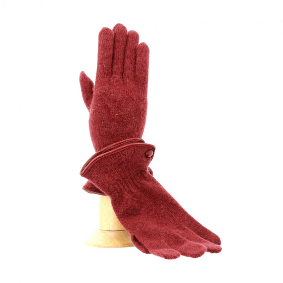 Gant laine dame fantaisie bordé d'un cuir Gant laine dame fantaisie bordé d'un cuir