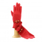 Ladies' wool glove with leather trim and gold buckle