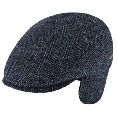 Casquette Plate Cache-Oreilles Jerzu Laine Chevrons Marine - Traclet