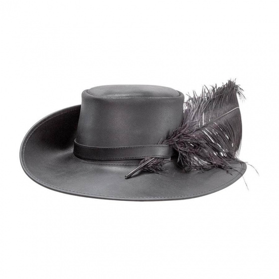 Chapeau Grand Bord Cuir Cavalier Noir - Head'nHome Chapeau Grand Bord Cuir Cavalier Noir - Head'nHome