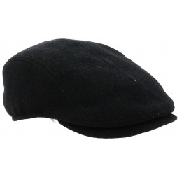 Black Madison Flat Cap with Ear Flaps - Traclet