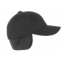 Black Panno Baseball Cap with Ear Flaps - Traclet