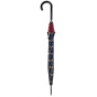 Women's Black Walking Umbrella with Sailor Stripe Finish - Piganiol