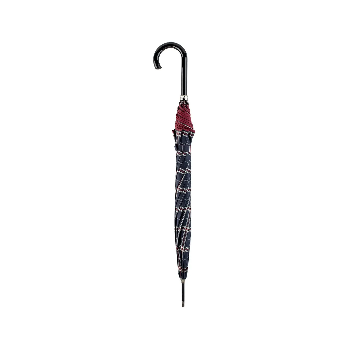 Women's Black Walking Umbrella with Sailor Stripe Finish - Piganiol Reference: 19344 - TRACLET hat shop