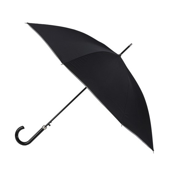 Women's Black Walking Umbrella with Sailor Stripe Finish - Piganiol