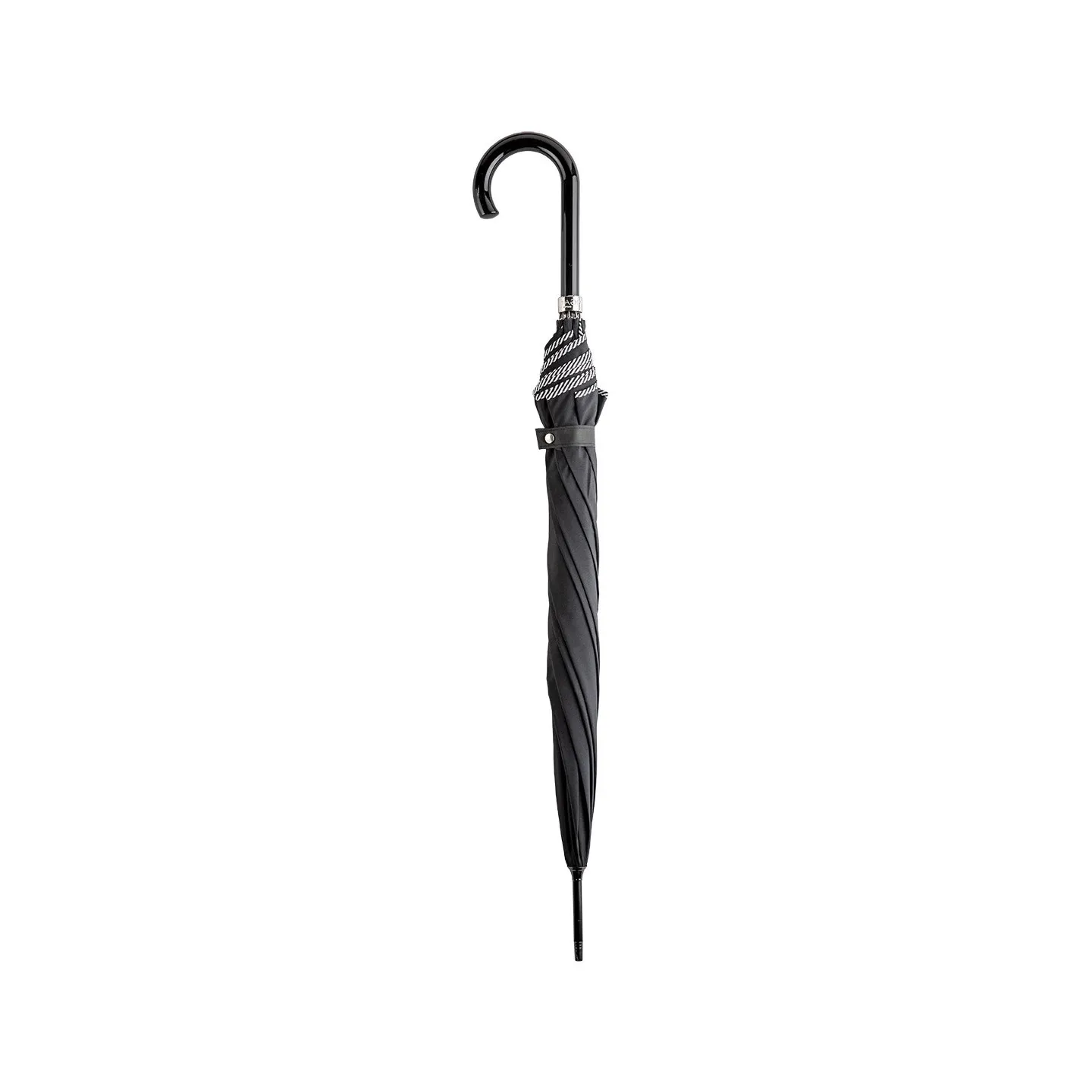 Women's Black Walking Umbrella with Sailor Stripe Finish - Piganiol Reference: 19344 - TRACLET hat shop