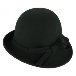 Lidia Wool Felt Cloche Hat black - Traclet