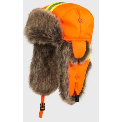 Chapka Imperméable Reflex Fausse Fourrure Orange