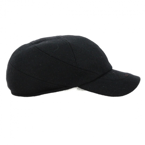 Black Baseball Cap with Ear Flaps - Traclet Black Baseball Cap with Ear Flaps - Traclet