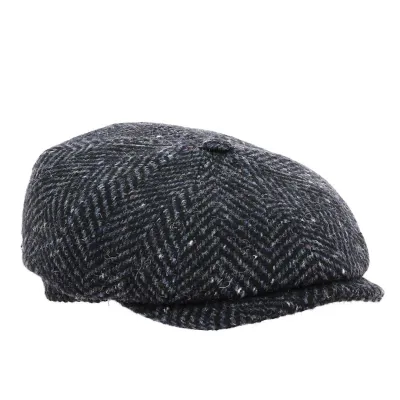8-Panel Grey Chevron Hatteras Cap Wool - Traclet Reference: 4057 | Traclet Hat Shop