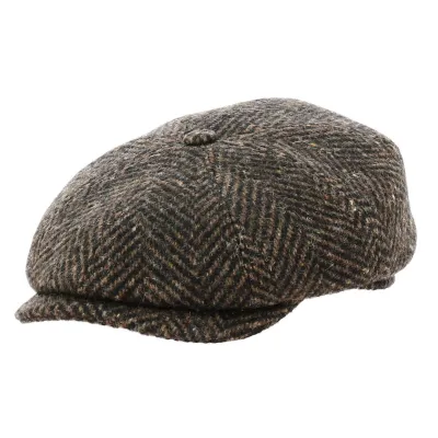 Mozart Brown Herringbone Hatteras Cap - Traclet Reference: 19360 | Traclet Hat Shop