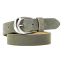 Khaki leather belt - Traclet