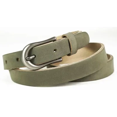 Khaki Leather Belt - Traclet Reference: 18447 | Traclet Hat Shop