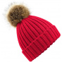 Red Cazine Pom Pom Beanie - Traclet